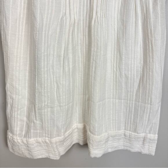 Faherty Isha Pintuck Organic Cotton Pleated Sleeveless Shift Dress Large White - Picture 8 of 15